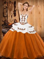  Floor Length Ball Gowns Sleeveless Orange Red Sweet 16 Dress Lace Up