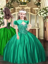 New Style Turquoise Sleeveless Floor Length Beading Lace Up Pageant Dress for Teens