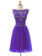 Beauteous Purple Sleeveless Tulle Zipper Prom Dress for Prom and Party