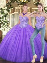 Discount Floor Length Eggplant Purple Quinceanera Gowns Sweetheart Sleeveless Zipper