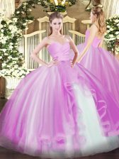 Super Sleeveless Floor Length Ruffles Lace Up Vestidos de Quinceanera with Lilac
