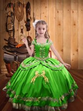  Off The Shoulder Sleeveless Lace Up Child Pageant Dress Satin