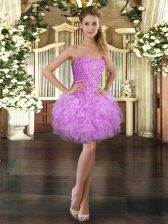  Sweetheart Sleeveless Lace Up Prom Dress Lilac Organza