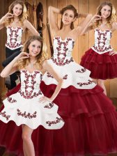 Custom Design Sleeveless Embroidery and Ruffled Layers Lace Up Sweet 16 Dresses