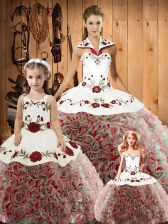 Spectacular Multi-color Sleeveless Embroidery Floor Length Quinceanera Dresses