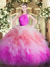 Clearance Lace and Ruffles Ball Gown Prom Dress Multi-color Zipper Sleeveless Floor Length