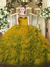 Adorable Olive Green Sleeveless Beading Floor Length 15 Quinceanera Dress