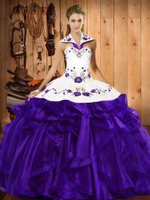  Floor Length Ball Gowns Sleeveless Purple Quinceanera Dresses Lace Up