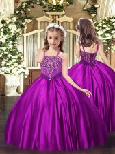  Satin Sleeveless Floor Length Custom Made Pageant Dress and Beading