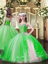  Sleeveless Tulle Floor Length Lace Up Winning Pageant Gowns in with Beading