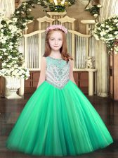 Best Floor Length Turquoise Pageant Dress for Teens Scoop Sleeveless Zipper