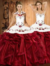  Sleeveless Lace Up Floor Length Embroidery and Ruffles Sweet 16 Quinceanera Dress