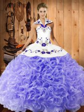 Comfortable Lavender Sleeveless Embroidery Floor Length Sweet 16 Dresses