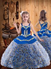  Sleeveless Embroidery and Ruffles Lace Up Pageant Dresses