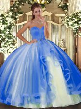 Traditional Floor Length Baby Blue Vestidos de Quinceanera Sweetheart Sleeveless Lace Up
