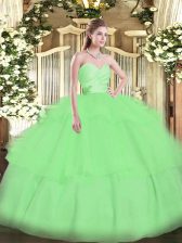  Organza Sleeveless Floor Length Quinceanera Dresses and Beading and Ruffled Layers
