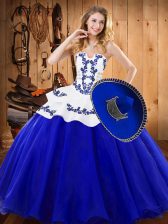High End Floor Length Ball Gowns Sleeveless Royal Blue Vestidos de Quinceanera Lace Up
