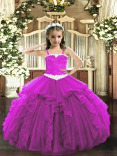  Sleeveless Lace Up Floor Length Appliques and Ruffles Pageant Gowns