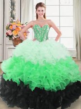 Exquisite Ball Gowns Vestidos de Quinceanera Multi-color Sweetheart Organza Sleeveless Floor Length Lace Up