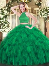 Nice Floor Length Ball Gowns Sleeveless Green Quinceanera Gown Backless