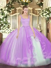 Fantastic Beading Quinceanera Gown Lavender Zipper Sleeveless Floor Length