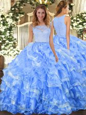  Floor Length Ball Gowns Sleeveless Light Blue Ball Gown Prom Dress Clasp Handle