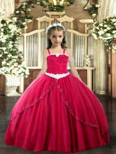  Tulle Sleeveless Child Pageant Dress Sweep Train and Appliques