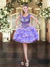 Noble Mini Length Lavender Homecoming Dress Scoop Sleeveless Zipper