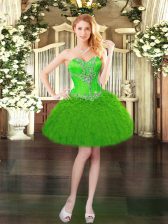 New Arrival Mini Length Ball Gowns Sleeveless Green Prom Dresses Lace Up