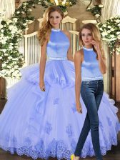 Popular Tulle Sleeveless Floor Length Quinceanera Dress and Beading and Appliques
