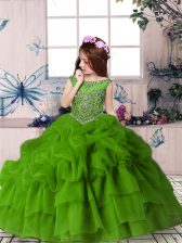 Top Selling Sleeveless Beading and Pick Ups Zipper Little Girl Pageant Dress
