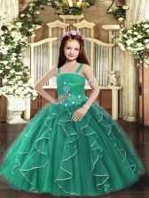  Tulle Sleeveless Floor Length Winning Pageant Gowns and Beading and Ruffles
