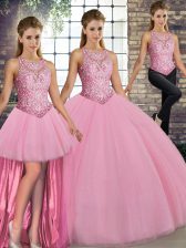 Custom Fit Sleeveless Lace Up Floor Length Embroidery Sweet 16 Dresses