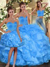 Artistic Sweetheart Sleeveless Lace Up 15 Quinceanera Dress Baby Blue Organza