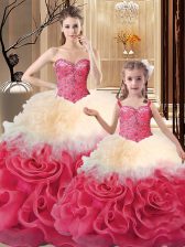  Multi-color Sweet 16 Dresses Sweet 16 and Quinceanera with Beading and Ruffles Sweetheart Sleeveless Lace Up
