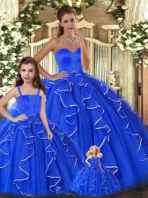  Sleeveless Beading and Ruffles Lace Up Sweet 16 Quinceanera Dress