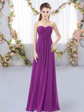  Purple Sleeveless Chiffon Zipper Damas Dress for Wedding Party