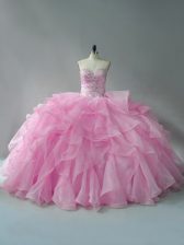  Baby Pink Quinceanera Dresses Sweetheart Sleeveless Lace Up