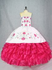  Hot Pink Quinceanera Gowns Sweetheart Sleeveless Lace Up