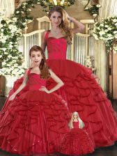  Tulle Sleeveless Floor Length Quinceanera Dress and Ruffles