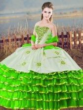  Green Sleeveless Organza Lace Up Quinceanera Gown for Sweet 16 and Quinceanera