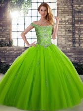  Floor Length Ball Gown Prom Dress Off The Shoulder Sleeveless Lace Up