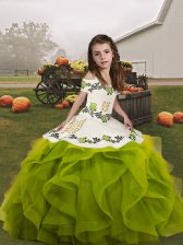 Unique Sleeveless Lace Up Floor Length Embroidery and Ruffles Pageant Dress Womens