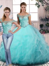 High End Sleeveless Beading and Ruffles Lace Up Quinceanera Dresses
