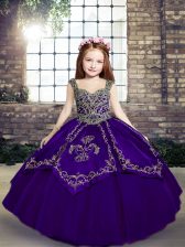 New Arrival Floor Length Ball Gowns Sleeveless Purple Kids Formal Wear Lace Up