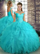  Tulle Sleeveless Floor Length Quinceanera Dress and Beading and Ruffles