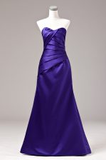  Purple Column/Sheath Ruching Prom Dress Lace Up Satin Sleeveless Floor Length