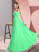 High Quality Green Sleeveless Chiffon Lace Up Prom Dresses for Prom and Party