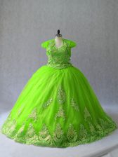 Sweet Sleeveless Court Train Lace Up Appliques Sweet 16 Dresses