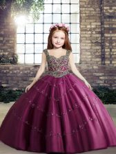 Dazzling Sleeveless Beading Lace Up Little Girls Pageant Gowns